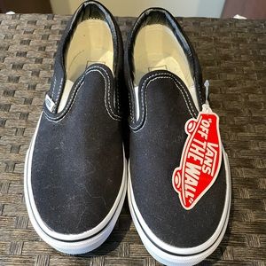 Girls black slip on Vans